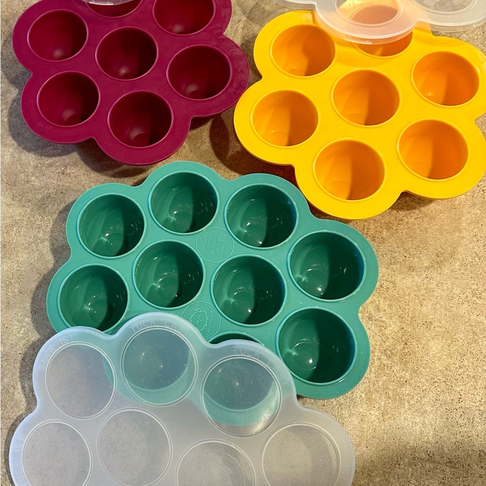 2 Beaba and 1 KeaBabies Silicone Baby Food Storage Molds - 2oz